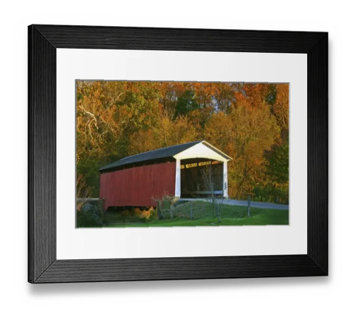 Framed Print : USA, Indiana, Billie Creek Village during the Covered Bridge Festival in fall Framed Print : USA, Indiana, Billie Creek Village during the Covered Bridge Festival in fall