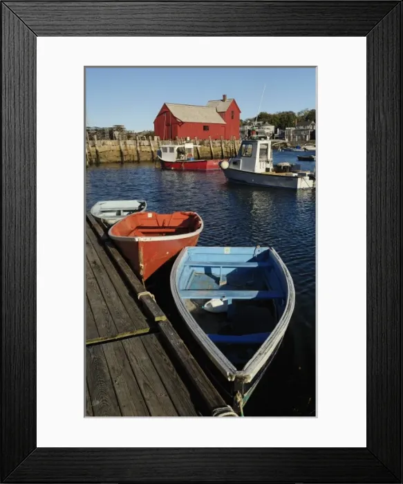 Framed Print : Boats at Rockport harbor, Rockport, Massachusetts