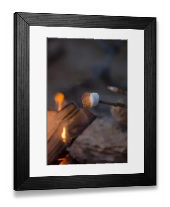 Framed Print : Marshmallow roasting in campfire near Whitefish Montana Framed Print : Marshmallow roasting in campfire near Whitefish Montana