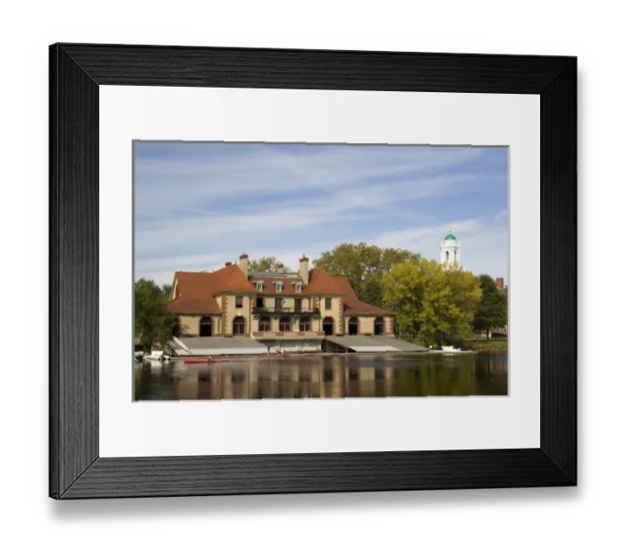 Framed Print : Weld Boathouse is a Harvard-owned building on the bank of the Charles River in Cambridge Framed Print : Weld Boathouse is a Harvard-owned building on the bank of the Charles River in Cambridge
