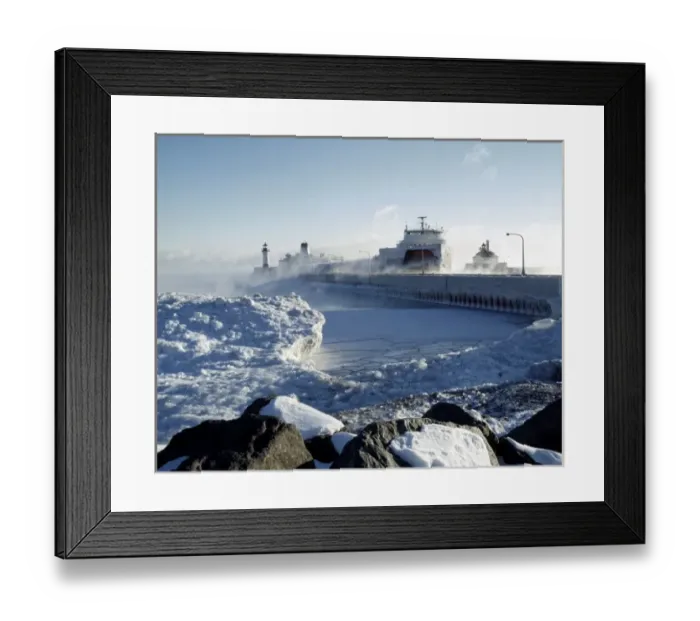 Framed Print : USA, Minnesota, Duluth. Last ship of the season, Duluth ship canal Framed Print : USA, Minnesota, Duluth. Last ship of the season, Duluth ship canal