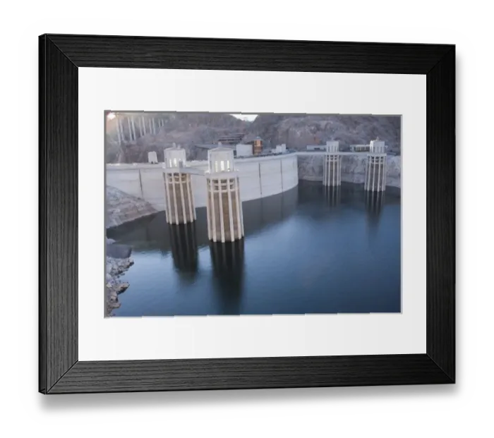 Framed Print : Low water levels at the Hoover Dam, Lake Mead, NV