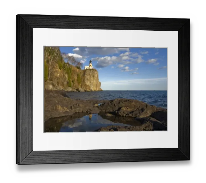 Framed Print : USA, Minnesota. Split Rock Lighthouse reflects in a pool on the shore of Lake Superior Framed Print : USA, Minnesota. Split Rock Lighthouse reflects in a pool on the shore of Lake Superior