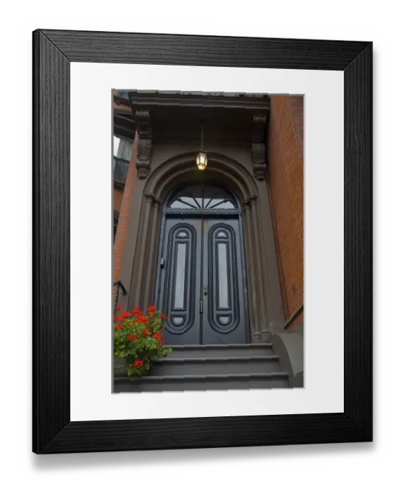 Framed Print : USA, Massachusetts, Boston. Grand front entrance to a brick home in the historic