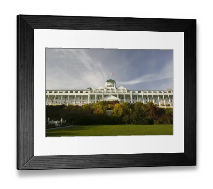Framed Print : USA, Michigan, Straits of Mackinac: Mackinac Island, Grand Hotel  /  Late Afternoon