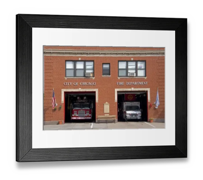 Framed Print : City of Chicago Fire Department station in Chinatown, Illinois Framed Print : City of Chicago Fire Department station in Chinatown, Illinois