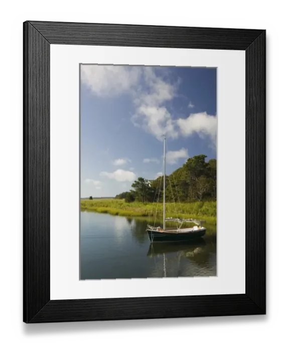 Framed Print : USA, MASSACHUSETTS, Marthas Vineyard: Oak Bluffs, Small Sailboat on Sengekontacket Framed Print : USA, MASSACHUSETTS, Marthas Vineyard: Oak Bluffs, Small Sailboat on Sengekontacket