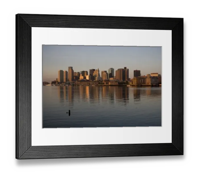 Framed Print : Sunrise on the Boston skyline from East Boston, Boston, Massachusetts