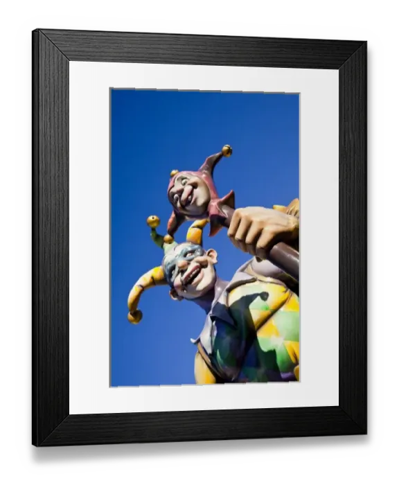 Framed Print : USA, Louisiana, New Orleans. Riverwalk, Mardi Gras jester statue Framed Print : USA, Louisiana, New Orleans. Riverwalk, Mardi Gras jester statue
