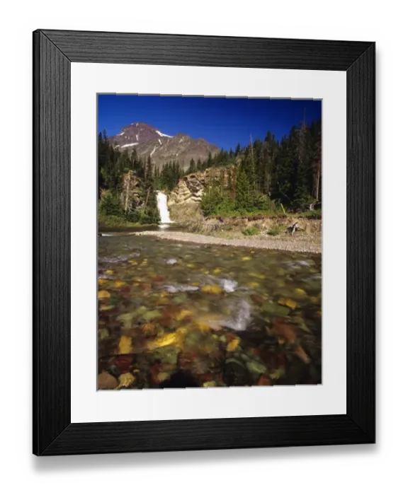 Framed Print : Running Eagle Falls aka Trick Falls in the Two Medicine Valley of Glacier National
