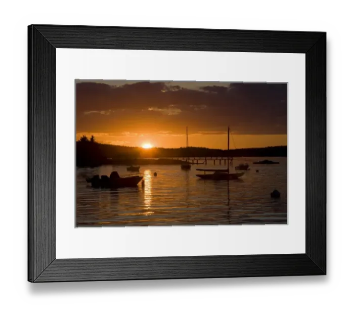 Framed Print : Sunset as seen from Little Deer Isle, Maine. Penobscot Bay