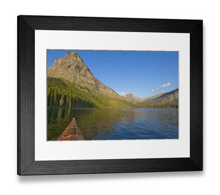 Framed Print : Kayaking on Two Medicine Lake in Glacier National Park in Montana