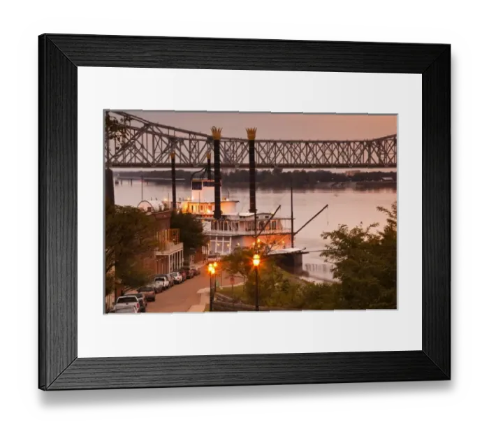 Framed Print : USA, Mississippi, Natchez. Natchez Under the Hill, former red-light area, with Isle Framed Print : USA, Mississippi, Natchez. Natchez Under the Hill, former red-light area, with Isle