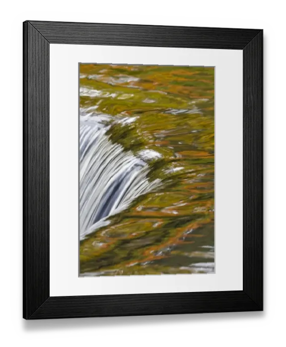 Framed Print : Trees reflect in cascade above Bond Falls on the Middle Fork of the Ontonagon river
