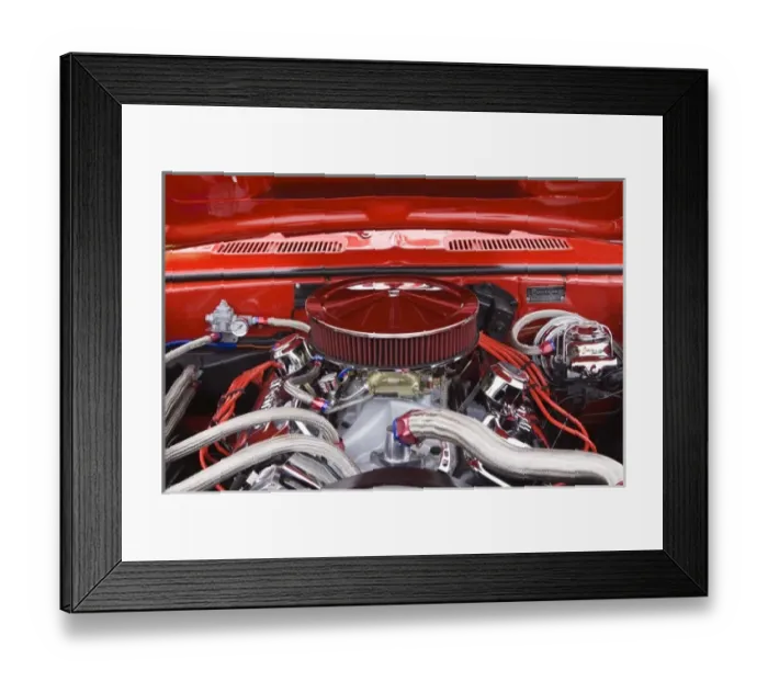 Framed Print : USA, Georgia, Savannah, Engine of car at car show