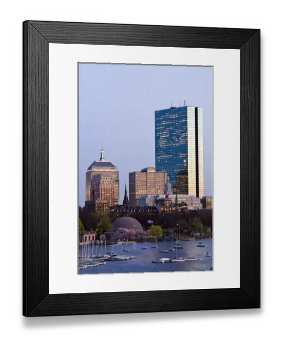 Framed Print : USA, Massachusetts, Boston. Back Bay and John Hancock Building from Longfellow Bridge, dusk Framed Print : USA, Massachusetts, Boston. Back Bay and John Hancock Building from Longfellow Bridge, dusk