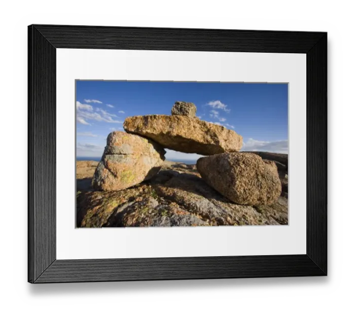 Framed Print : A rock cairn on Cadillac Mountain in Maines Acadia National Park. South Ridge Trail Framed Print : A rock cairn on Cadillac Mountain in Maines Acadia National Park. South Ridge Trail