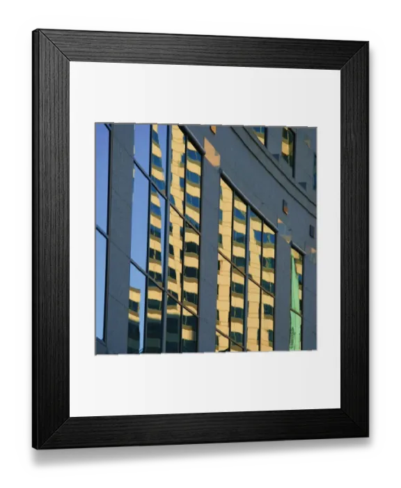 Framed Print : USA, Indiana, Indianapolis. Abstract reflections in downtown windows