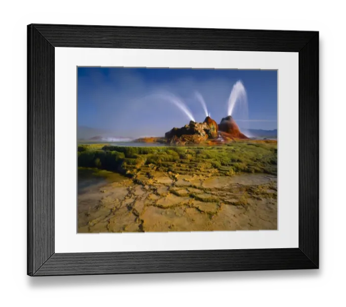 Framed Print : NEVADA. USA. Geyser Hot Springs, aka Fly Geyser. Boiling artesian well drilled c Framed Print : NEVADA. USA. Geyser Hot Springs, aka Fly Geyser. Boiling artesian well drilled c