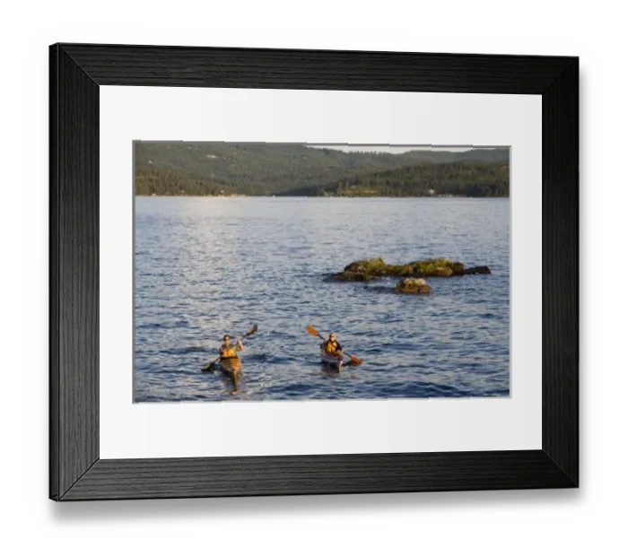 Framed Print : Sea kayakers on Lake Coeur d Alene in Idaho No real estate or resort use allowed (MR)