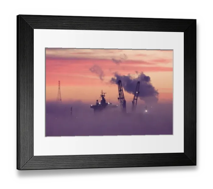 Framed Print : USA, Georgia, Savannah, Fog at dawn along the Savannah River Framed Print : USA, Georgia, Savannah, Fog at dawn along the Savannah River