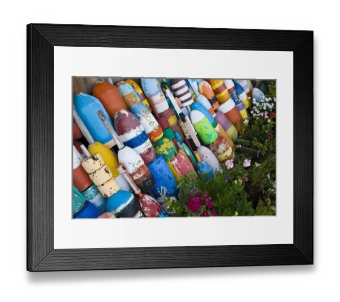 Framed Print : USA, Massachusetts, Cape Ann, Rockport. Rockport Harbor, lobster buoys