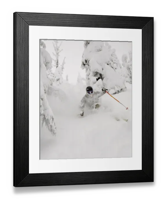 Framed Print : Skiing deep powder at Whitefish Mountain Resort in Montana. (MR) Framed Print : Skiing deep powder at Whitefish Mountain Resort in Montana. (MR)