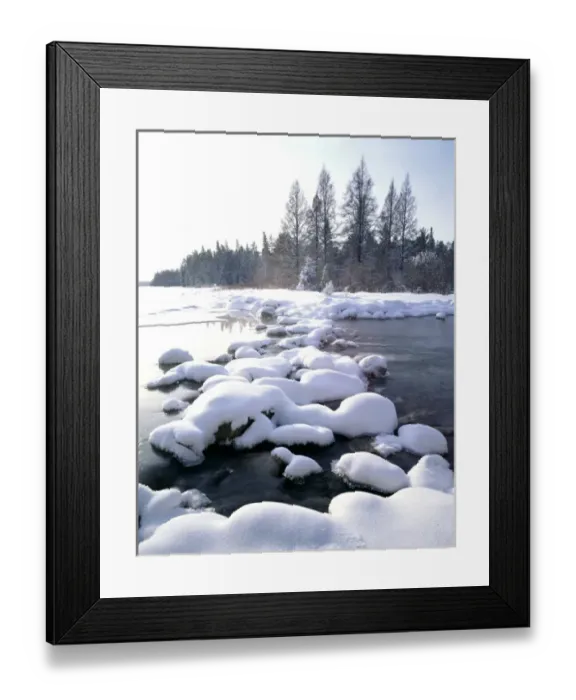 Framed Print : USA, Minnesota, Itasca State Park. Mississippi headwaters, winter Framed Print : USA, Minnesota, Itasca State Park. Mississippi headwaters, winter