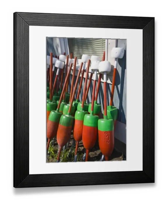 Framed Print : USA, Massachusetts, Cape Ann, Rockport. Rockport Harbor, lobster buoys