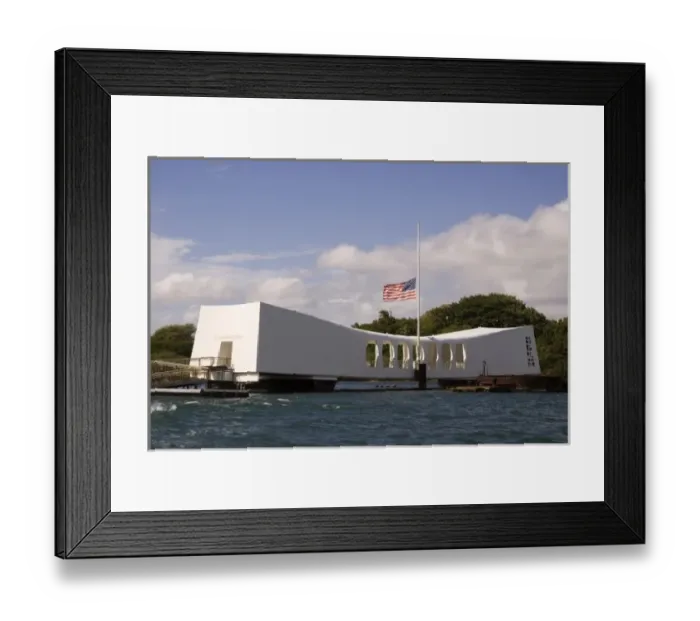 Framed Print : USA, Hawaii, Oahu. Outside view of USS Arizona National Memorial at Pearl Harbor Framed Print : USA, Hawaii, Oahu. Outside view of USS Arizona National Memorial at Pearl Harbor