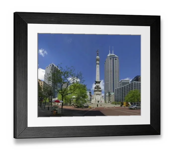 Framed Print : USA, Indiana, Indianapolis. Circle Monument in the center of the city