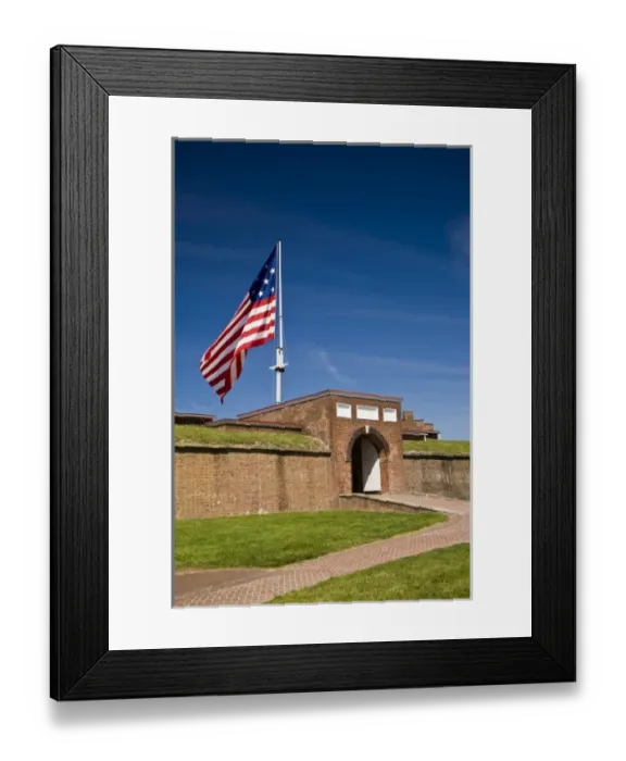 Framed Print : USA, MD, Baltimore. The large 15-star flag flies proudly over Fort McHenry
