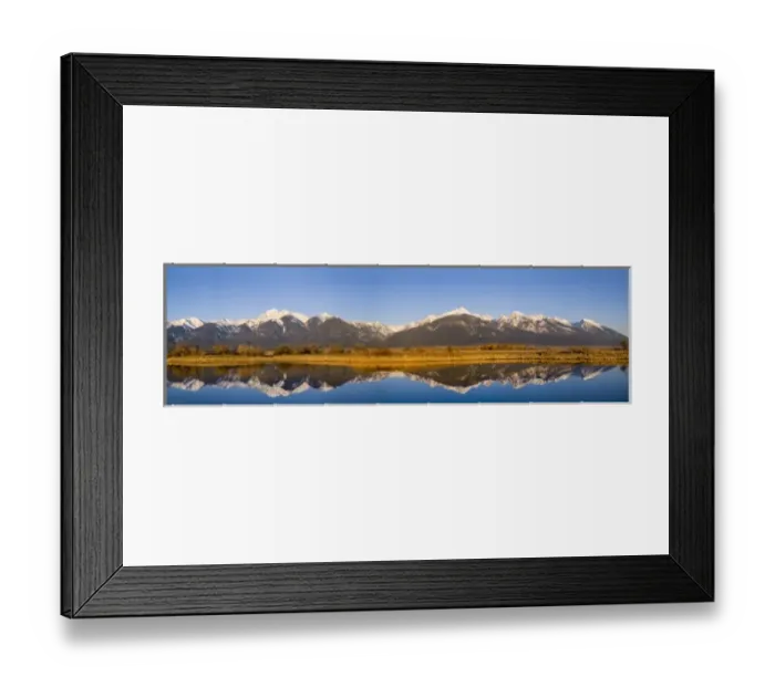 Framed Print : Small pond yields refelction of the Mission Mountains at Ninepipes NWR In Montana Framed Print : Small pond yields refelction of the Mission Mountains at Ninepipes NWR In Montana