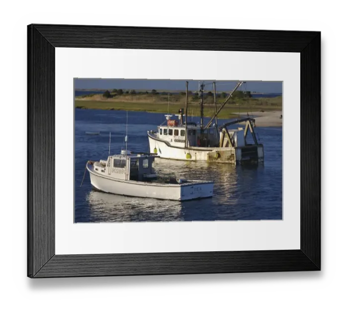 Framed Print : USA, Massachusetts, Chatham. Two fishing boats near the Chatham Fish Pier