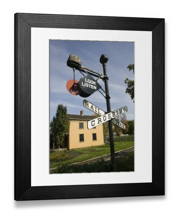 Framed Print : USA, Michigan, Detroit: The Henry Ford Museum / Greenfield Village, Railway Crossing Framed Print : USA, Michigan, Detroit: The Henry Ford Museum / Greenfield Village, Railway Crossing
