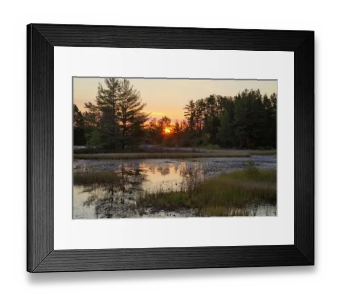 Framed Print : Small lake at sunrise at Seney National Wildlife Refuge in the UP of Michigan