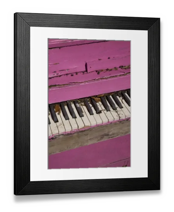 Framed Print : USA, Darien. Old weathered pink piano. (PR) Framed Print : USA, Darien. Old weathered pink piano. (PR)