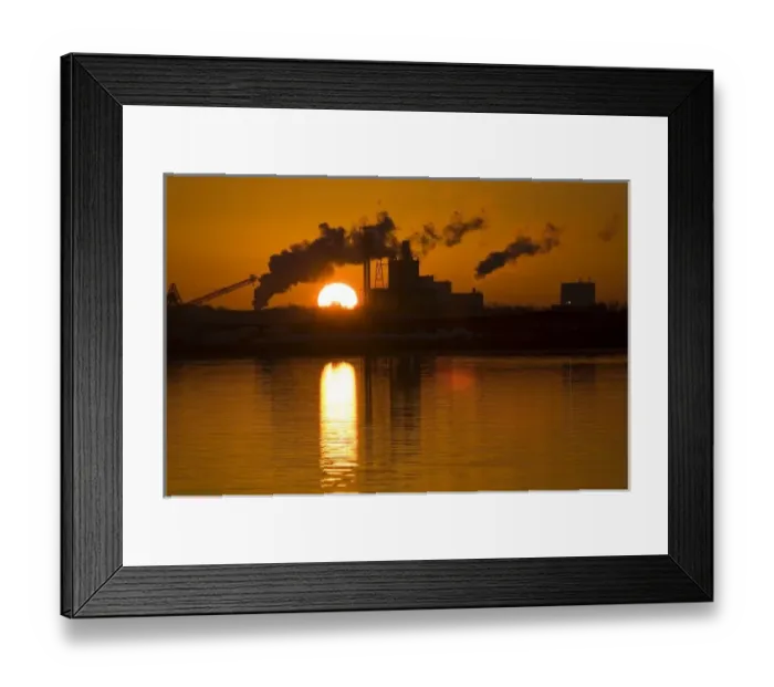 Framed Print : USA; Georgia; Savannah. Industry along the Savannah River at dawn Framed Print : USA; Georgia; Savannah. Industry along the Savannah River at dawn