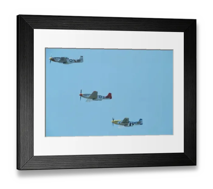 Framed Print : North American P-51D Mustang Formation, Donna-Mite, Tuskegee Redtail and Dazzling Donna