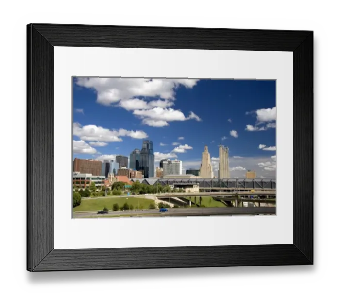 Framed Print : The cityscape and I-35 interchange of Kansas City, Missouri Framed Print : The cityscape and I-35 interchange of Kansas City, Missouri
