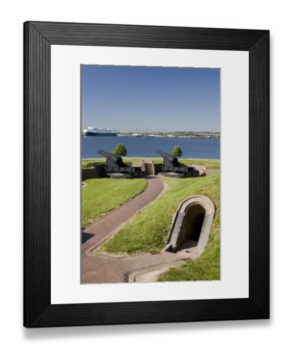 Framed Print : USA, MD, Baltimore. Large cannons aim out towards the harbor around Fort McHenry Framed Print : USA, MD, Baltimore. Large cannons aim out towards the harbor around Fort McHenry
