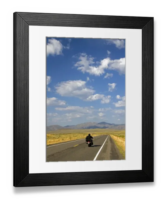 Framed Print : Motorcycling along US Highway 20 near Arco, Idaho, USA
