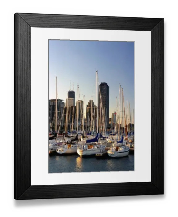 Framed Print : Sunset on Chicago marina Framed Print : Sunset on Chicago marina