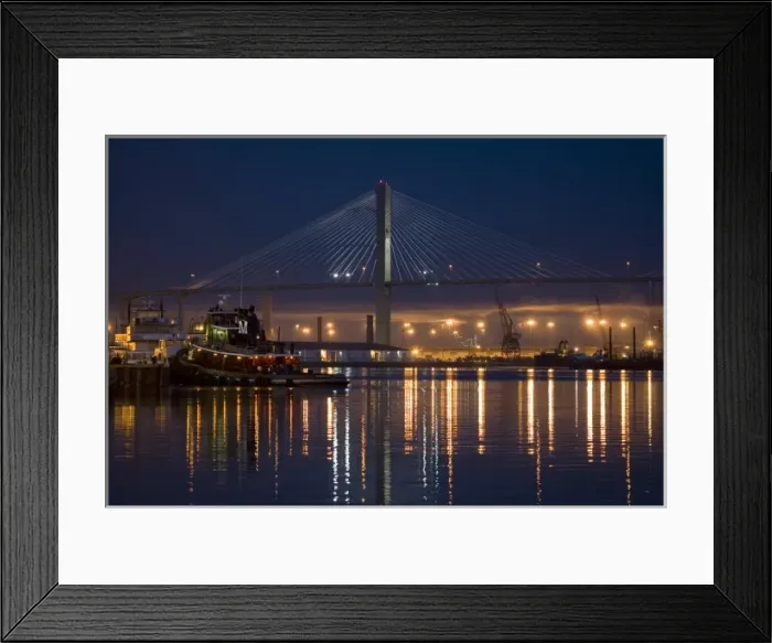 Framed Print : USA; Georgia; Savannah. Savannah Harbor and Talmadge Memorial Bridge at dawn Framed Print : USA; Georgia; Savannah. Savannah Harbor and Talmadge Memorial Bridge at dawn