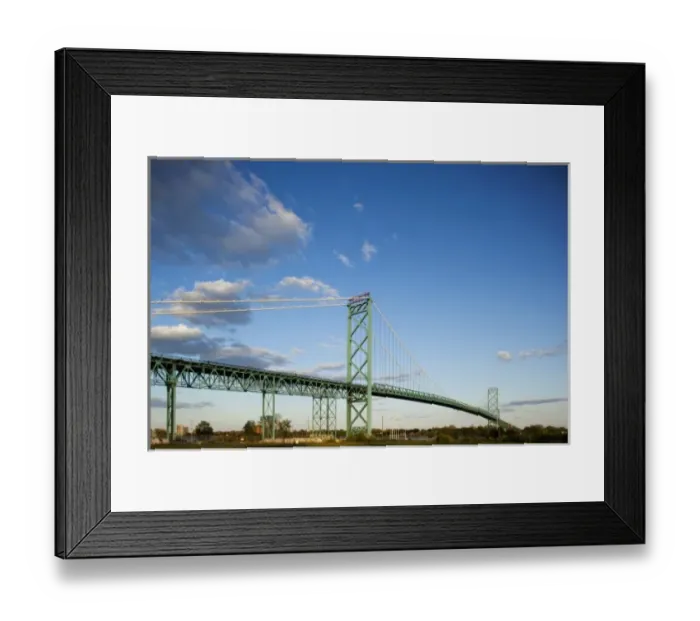 Framed Print : USA, Michigan, Detroit, Ambassador Bridge over Detroit River to Windsor, Ontario Framed Print : USA, Michigan, Detroit, Ambassador Bridge over Detroit River to Windsor, Ontario