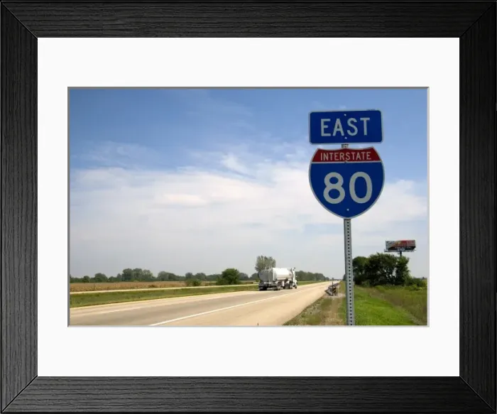 Framed Print : Interstate 80 road sign in Illinois Framed Print : Interstate 80 road sign in Illinois