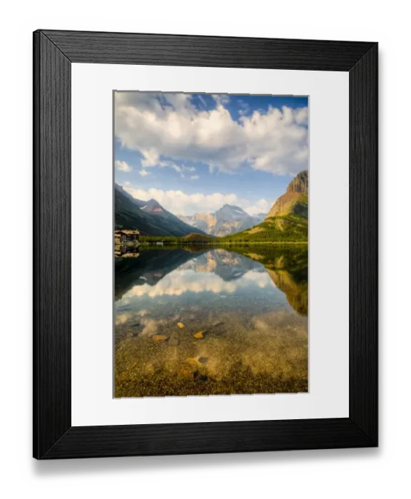 Framed Print : USA, Montana, Glacier National Park, Many Glacier, Swiftcurrent Lake, with Many Glacier hotel
