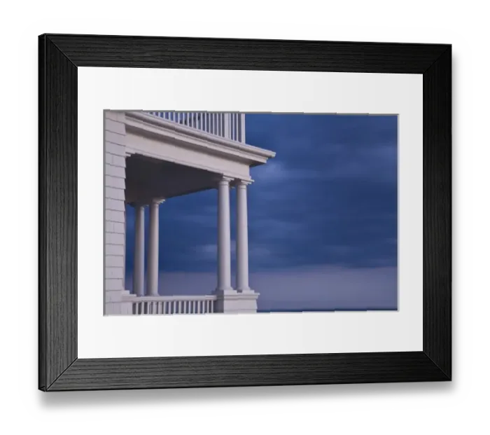 Framed Print : USA, Maine, Marshall Point. Stormy sky behind a porch Framed Print : USA, Maine, Marshall Point. Stormy sky behind a porch