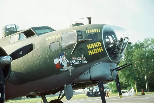 B-17 G Flying Fortress, close up of the nose and cockpit of this plane
