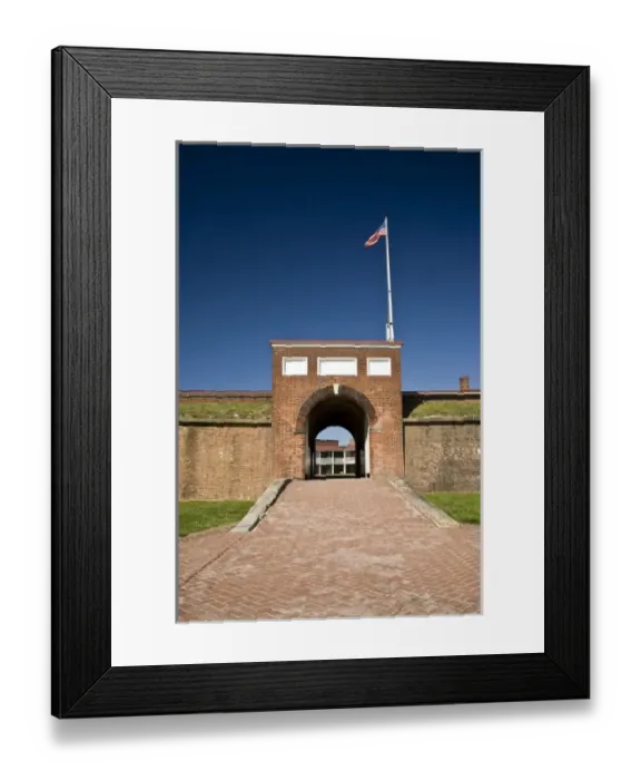 Framed Print : USA, MD, Baltimore. The arched entrance into the fortified walls of Fort McHenry is the only way in